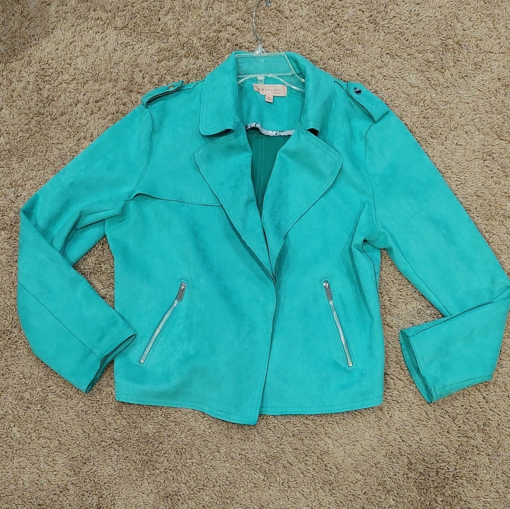 PHILOSOPHY Faux Suede Open Front Moto Jacket - Picture 5 of 10